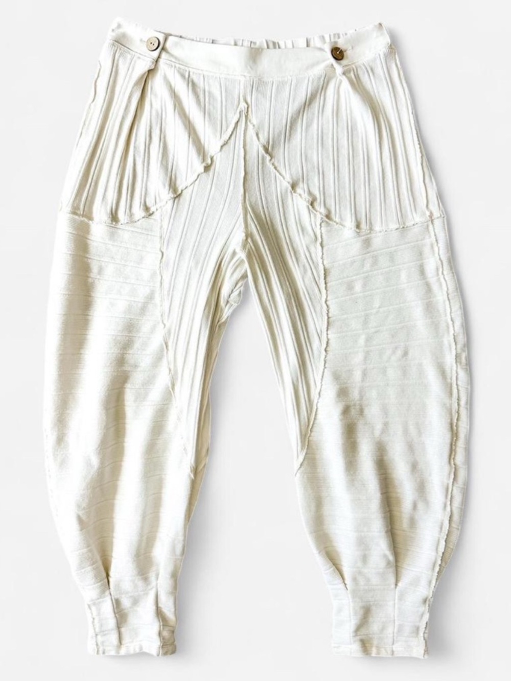 FREE PEOPLE Intimately Good Feels Joggers Textured Harem Pants Cream - Medium - Picture 2 of 15